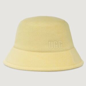 NEW UGG Womens Terry Cloth Bucket Hat L/XL Honeycomb Soft Yellow Logo
